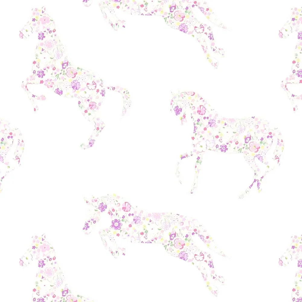 "Little Sanderson Abracazoo Tapete Blumen Pferde creme lavendel image"