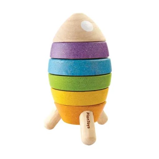 "Plan Toys Stapelturm Rakete bunt image"