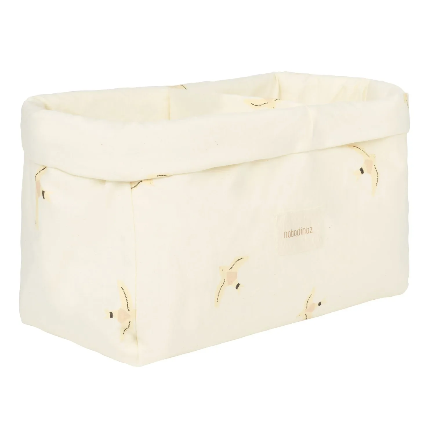 "Nobodinoz STORIES Wäschekorb, Aufbewahrungskorb, Spielzeugkorb Doppelter, 30 x 15 x 15 cm, Farbe: Nackt Haiku Vögel natürlich image"