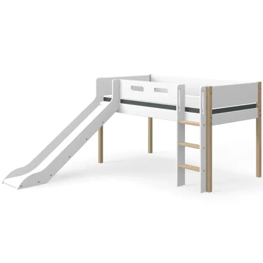 "Flexa Nor halbhohes Bett mit Rutsche weiß / Eiche image"