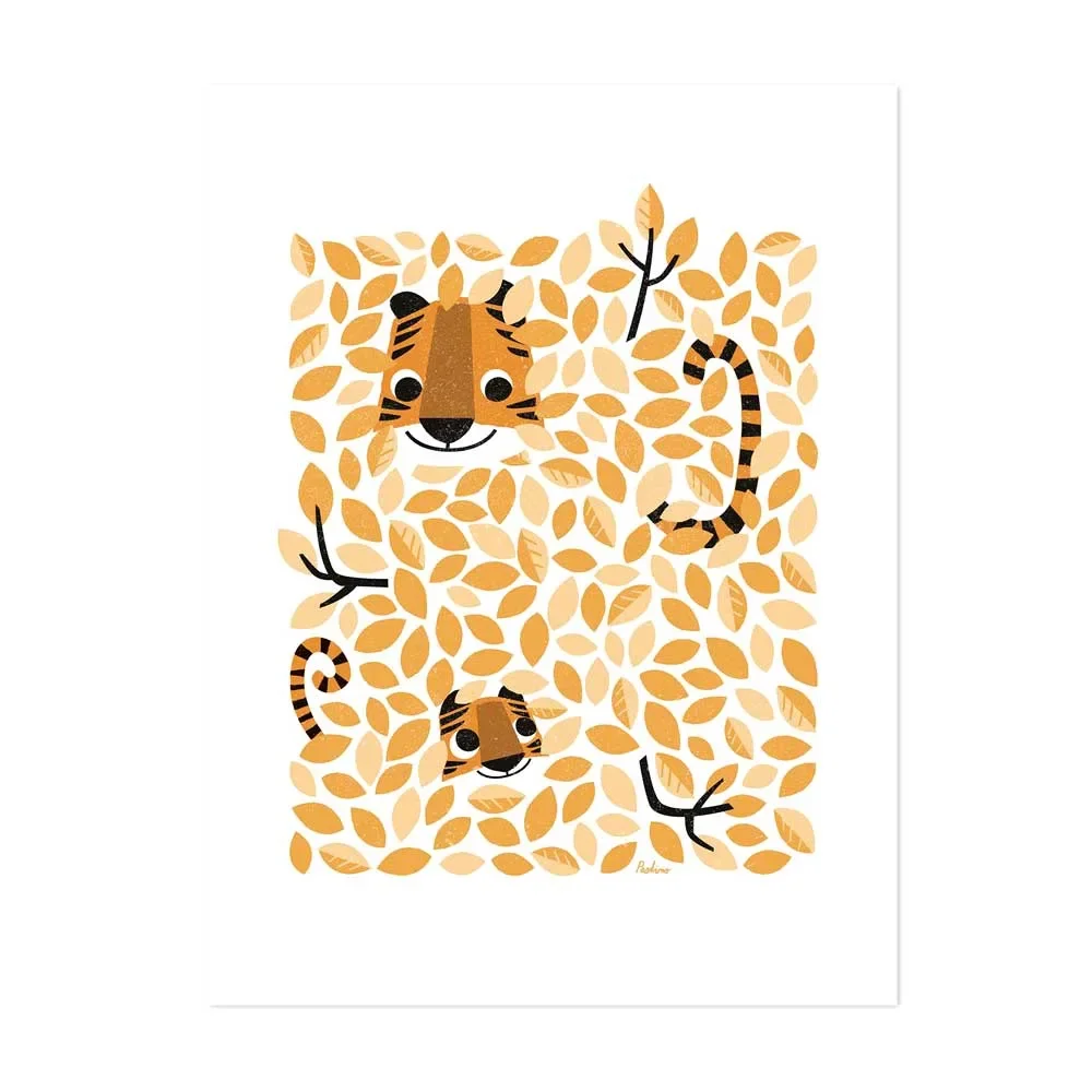 "Lilipinso Poster Hide & Seek Tiger im Blättergetümmel orange image"