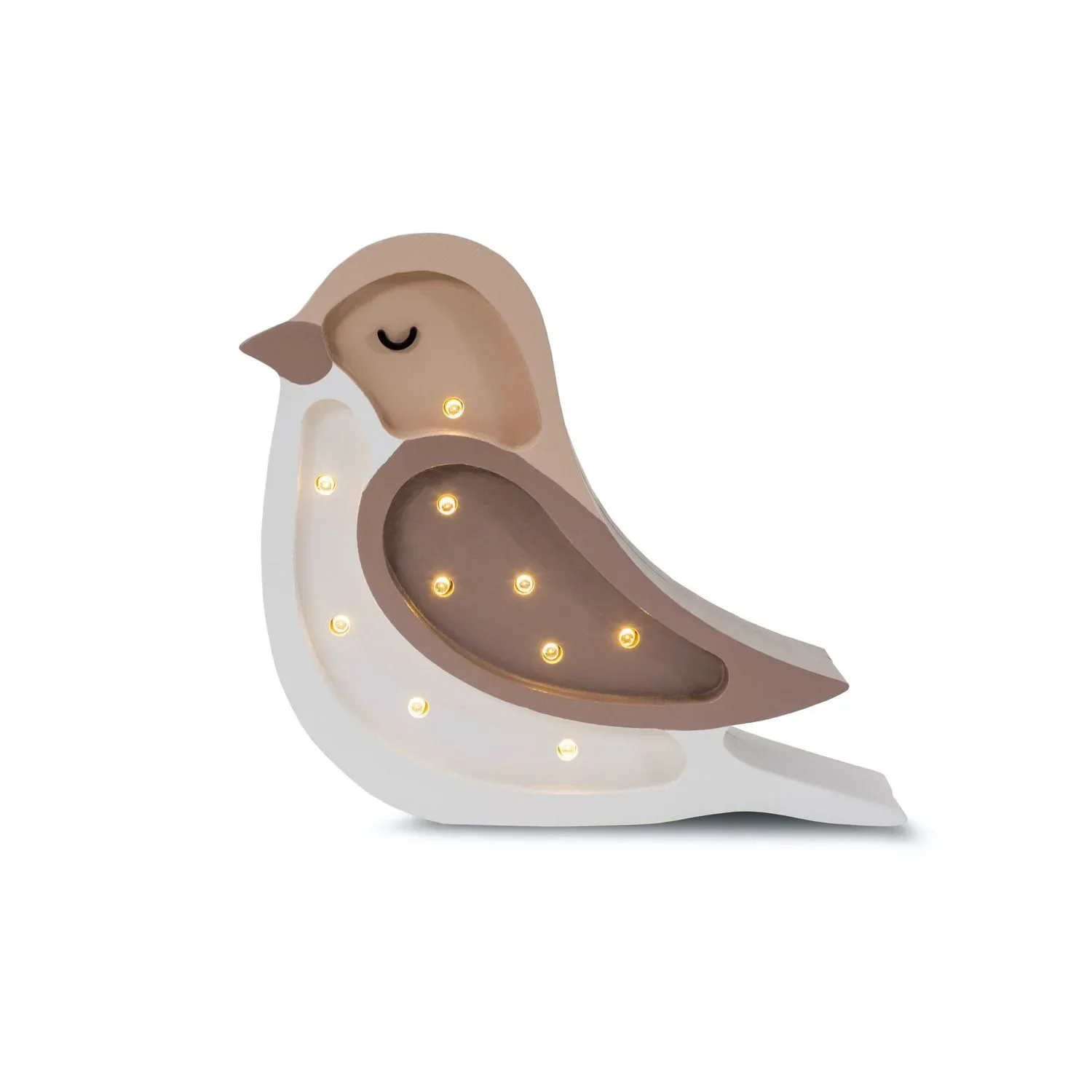 "Little Lights Nachtlicht Kinder, Nachtlampe Mini-Vogel - 100% Kiefernholz natur, Farbe: Kaffeebeige image"