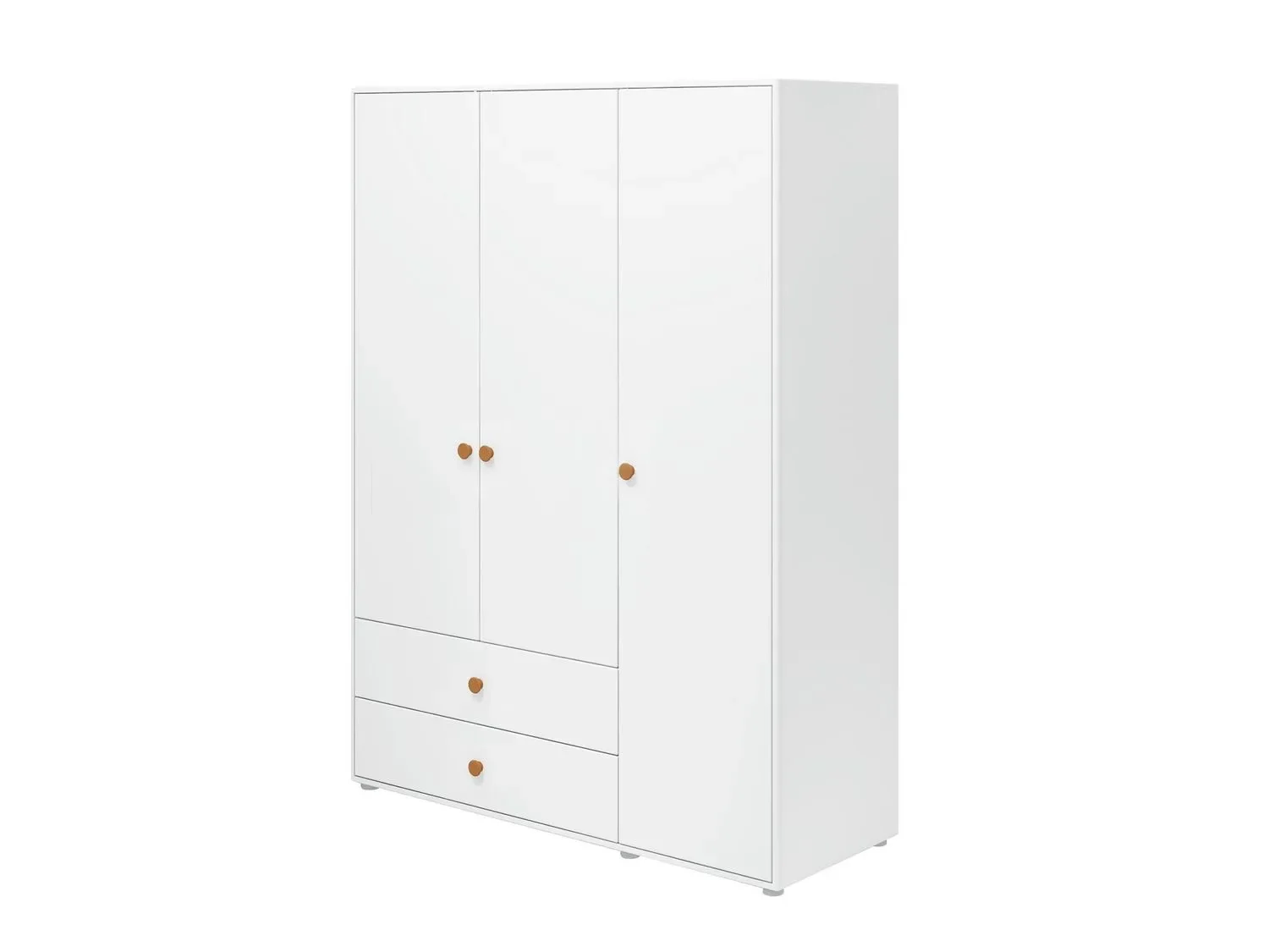 "Flexa Kleiderschrank - Roomie, 3 Türen + 2 Schubladen, Farbe: Weiß/Senf image"
