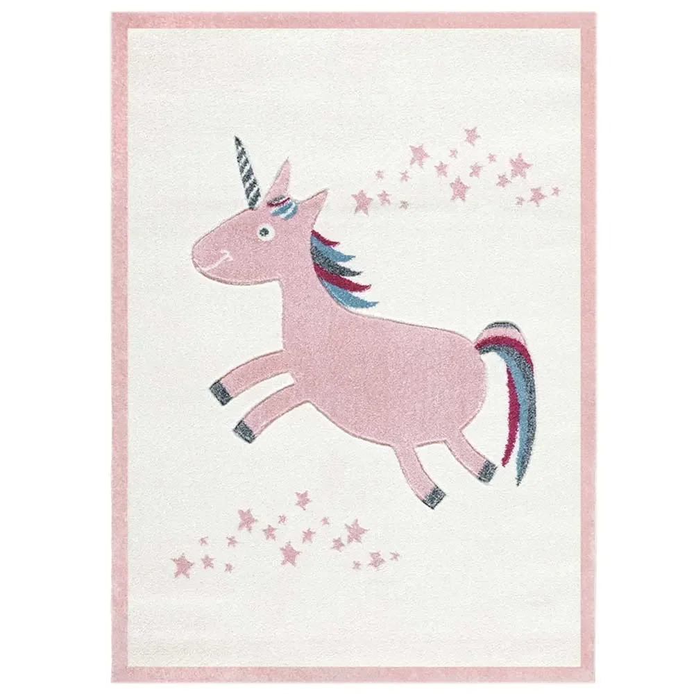 "Livone Kinderteppich Einhorn rosa creme, Größe: 120 x 180 cm image"