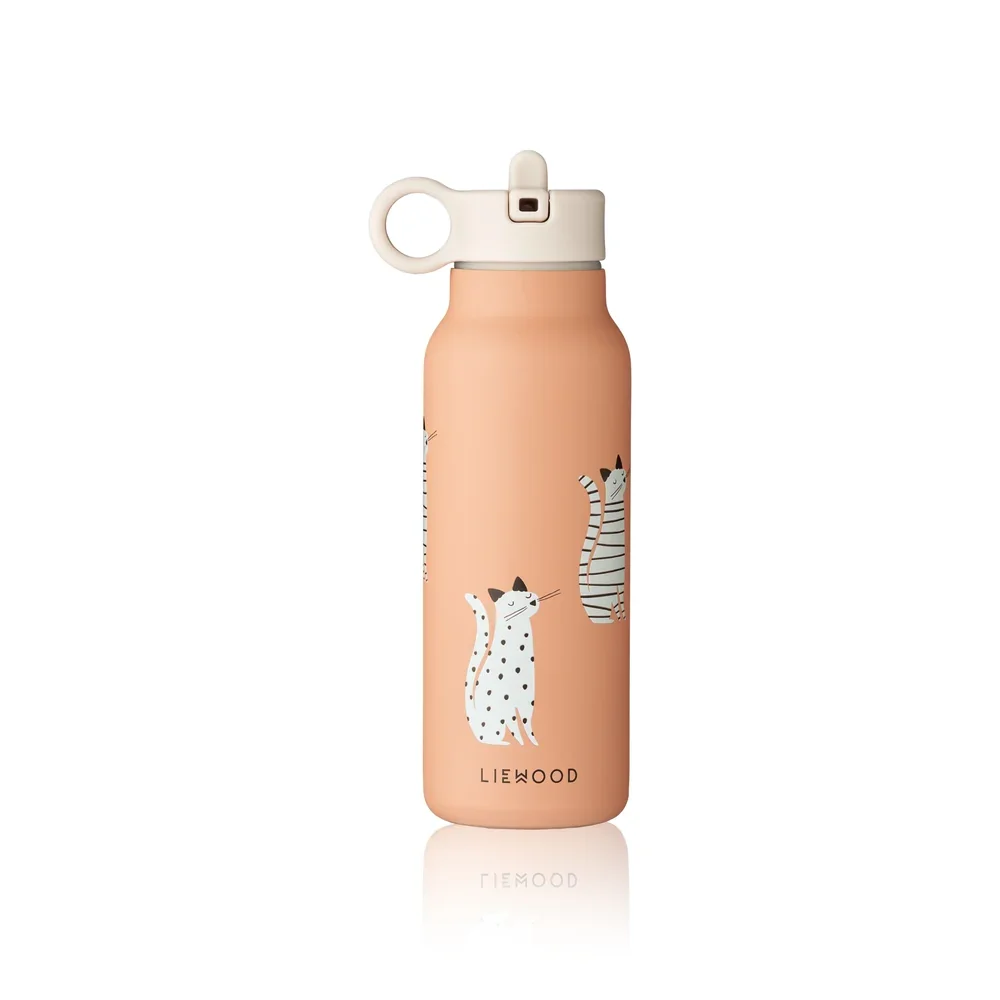 "Liewood Kinder Wasserflasche, Trinkflasche Falk 350 ml - Recycelter Edelstahl, Isoliert, Auslaufsicher, Farbe: Katze / Toskana rosa image"