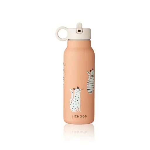 "Liewood Kinder Wasserflasche, Trinkflasche Falk 350 ml - Recycelter Edelstahl, Isoliert, Auslaufsicher, Farbe: Katze / Toskana rosa image"