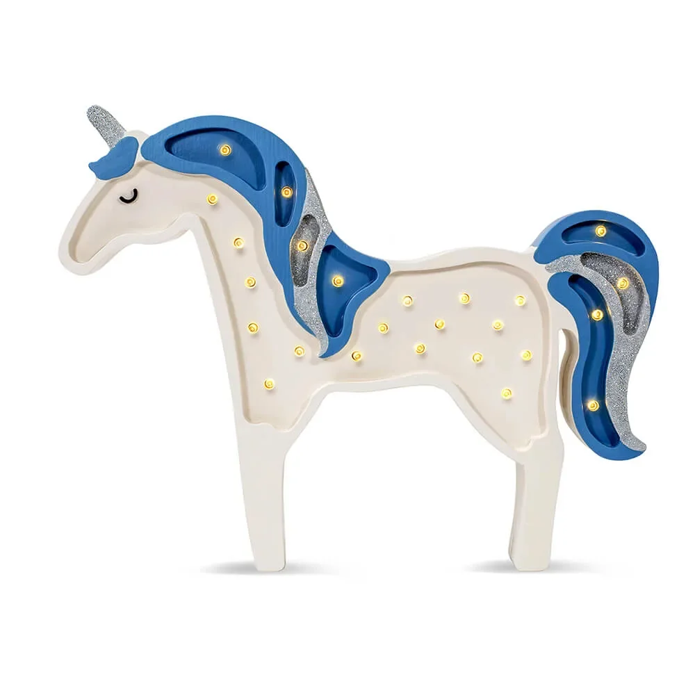 "little lights Led Deko Kinderlampe Einhorn blau Glitter image"