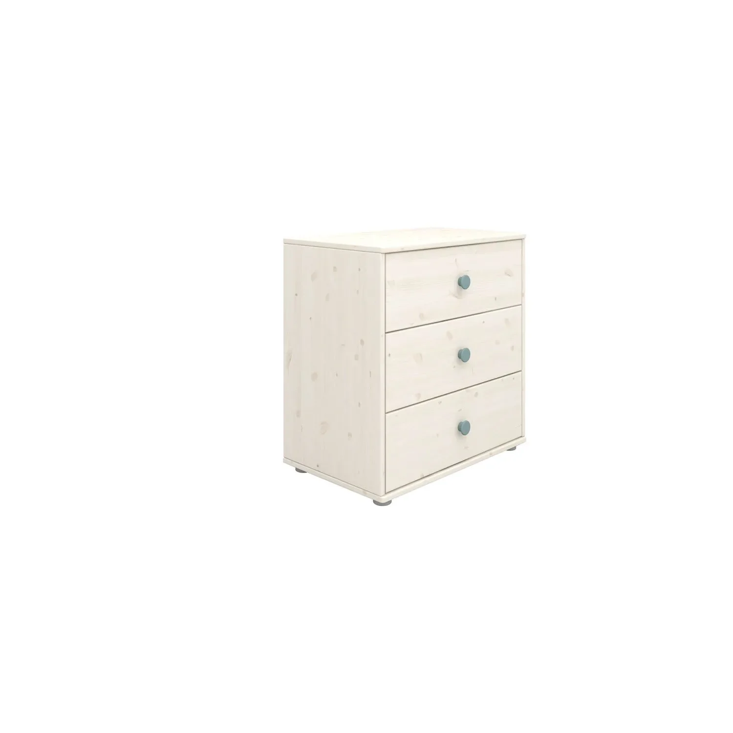 "Flexa Kommode - Classic, mit 3 Schublade, 72x74,5 cm, Farbe: Weiß gekalkt / Weiß gekalkt / Türkis image"