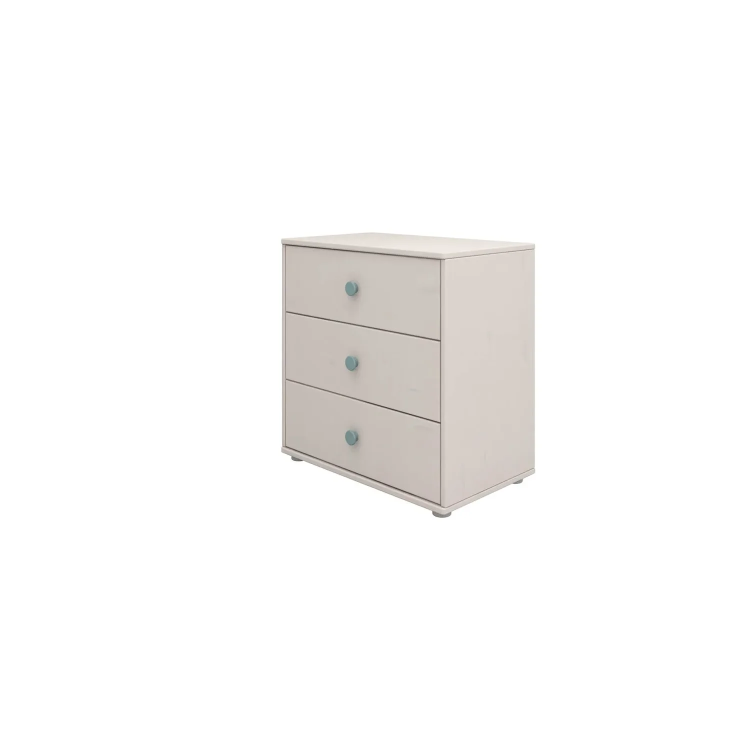 "Flexa Kommode - Classic, mit 3 Schublade, 72x74,5 cm, Farbe: Grau gekalkt / Grau gekalkt / Türkis image"