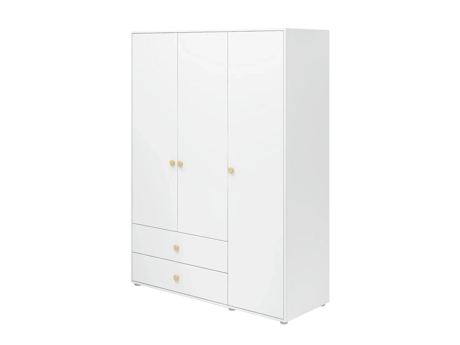 "Flexa Kleiderschrank - Roomie, 3 Türen + 2 Schubladen, Farbe: Weiß/Eiche image"