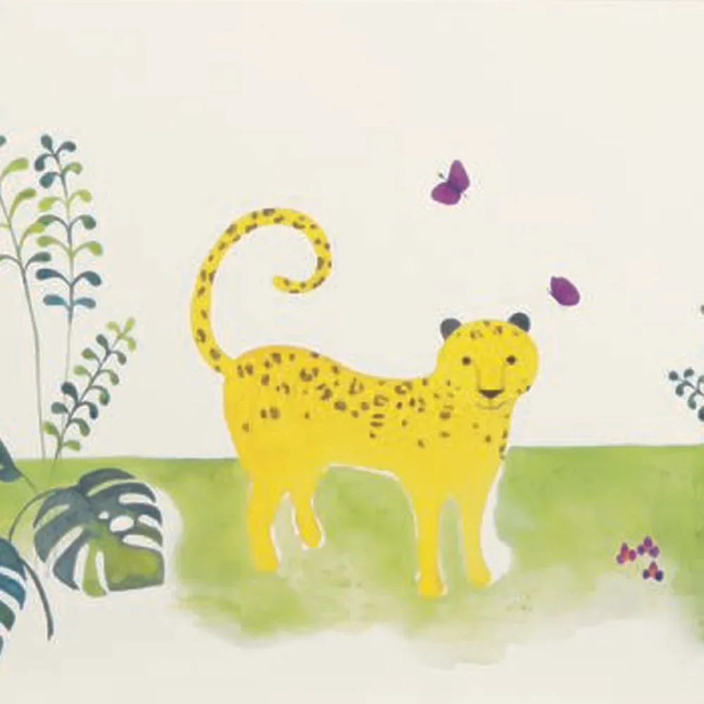 "Casadeco Alice & Paul Bordüre Dschungeltiere grün orange gelb image"