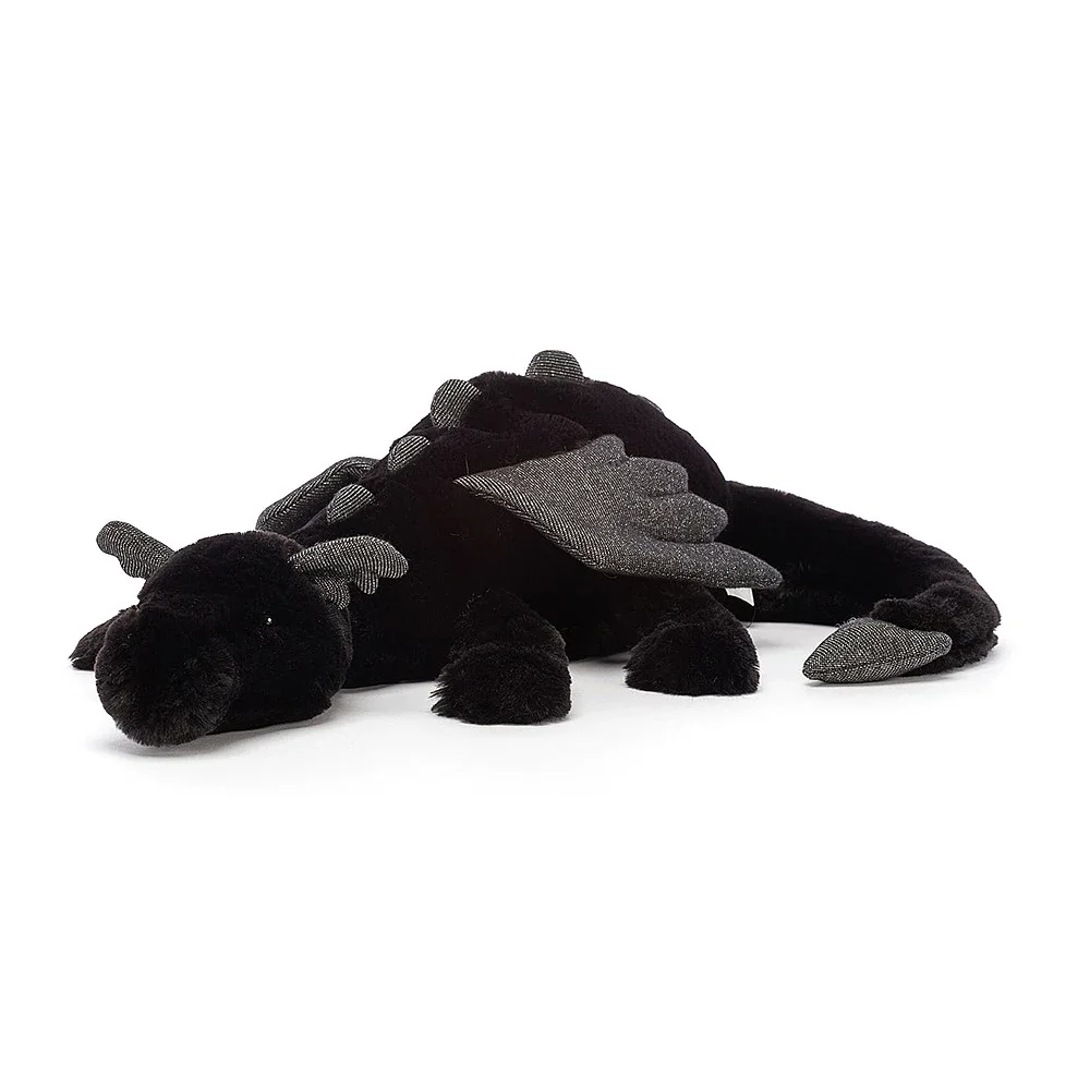 "Jellycat Kuscheltier, Plüschtier, Stofftier - Onyx Dragon, Größe: Mittel - H12 X B50 CM image"
