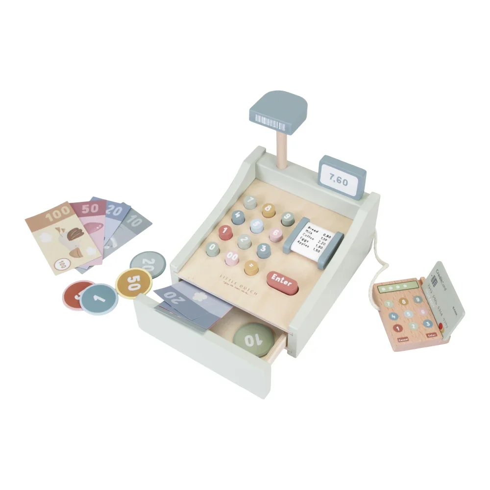 "Little Dutch Holz Spielzeugkasse mit Scanner mint image"