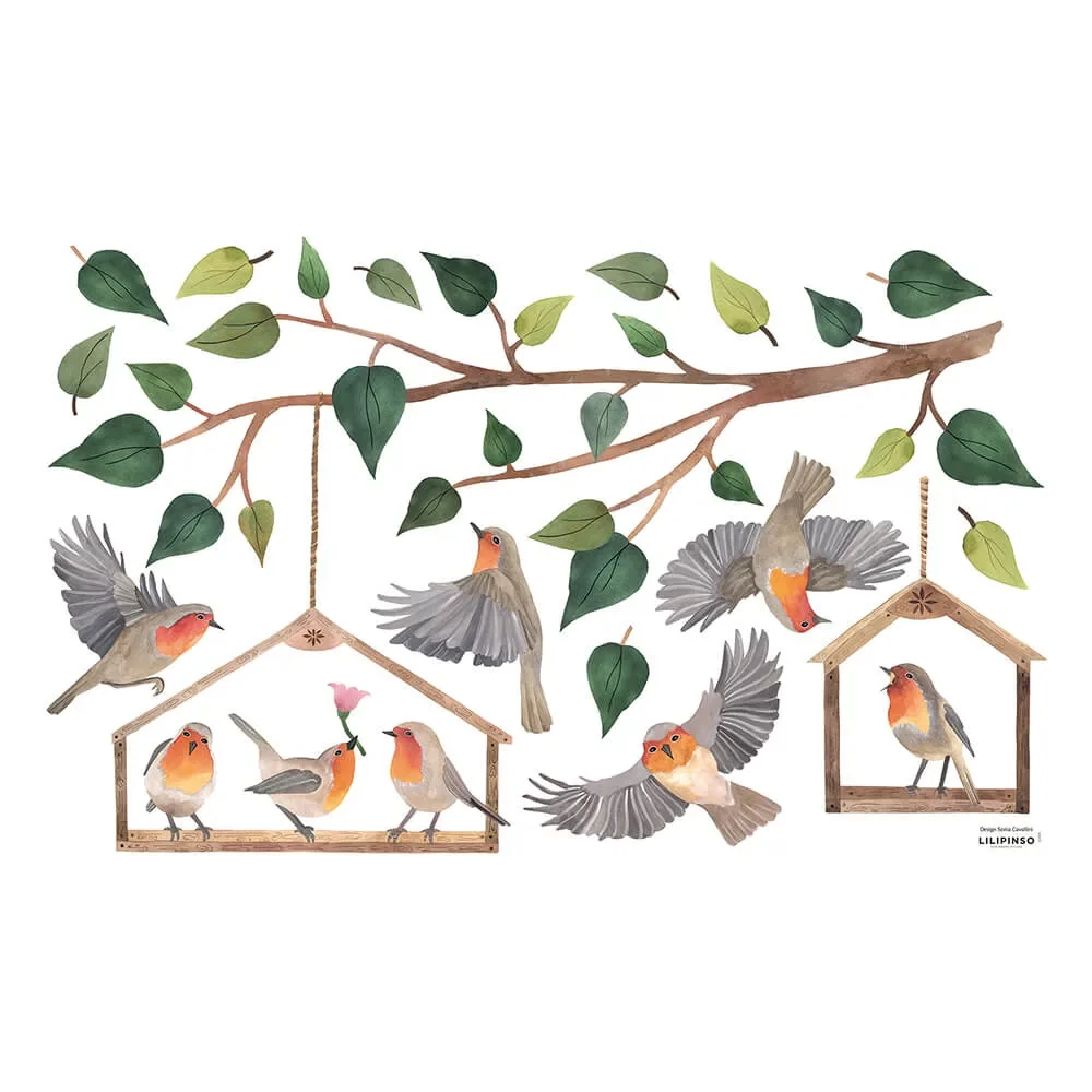 "Lilipinso Wandsticker M Rotkehlchen im Vogelhaus image"