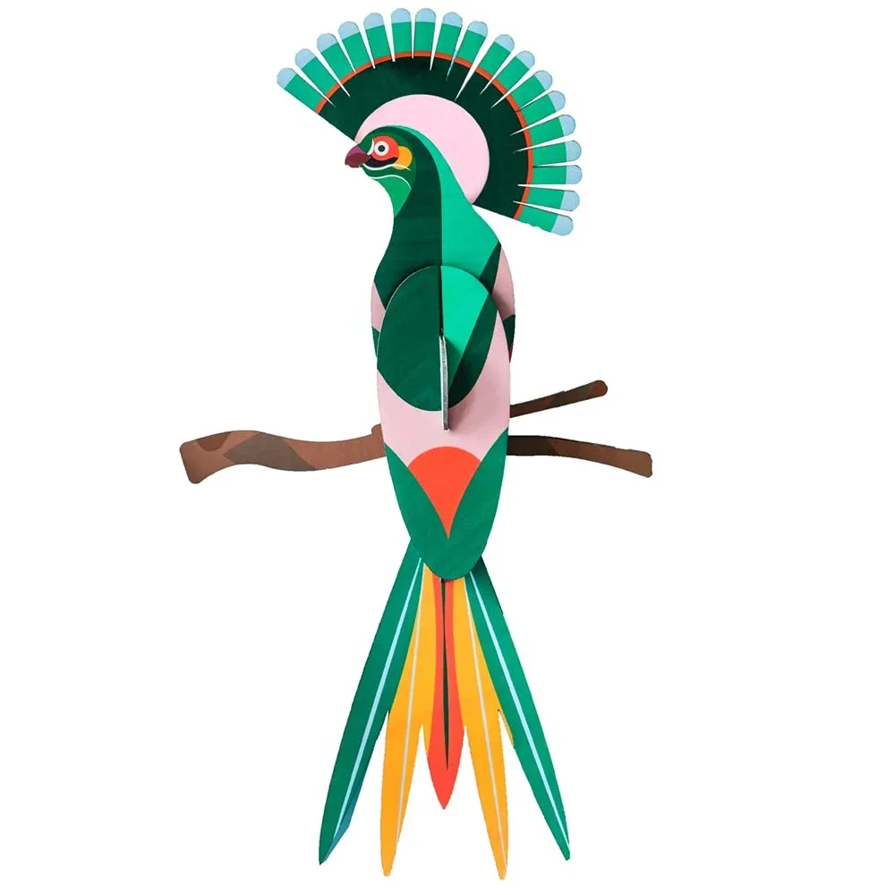 "studio ROOF 3D Paradiesvogel grün gelb Pappe image"