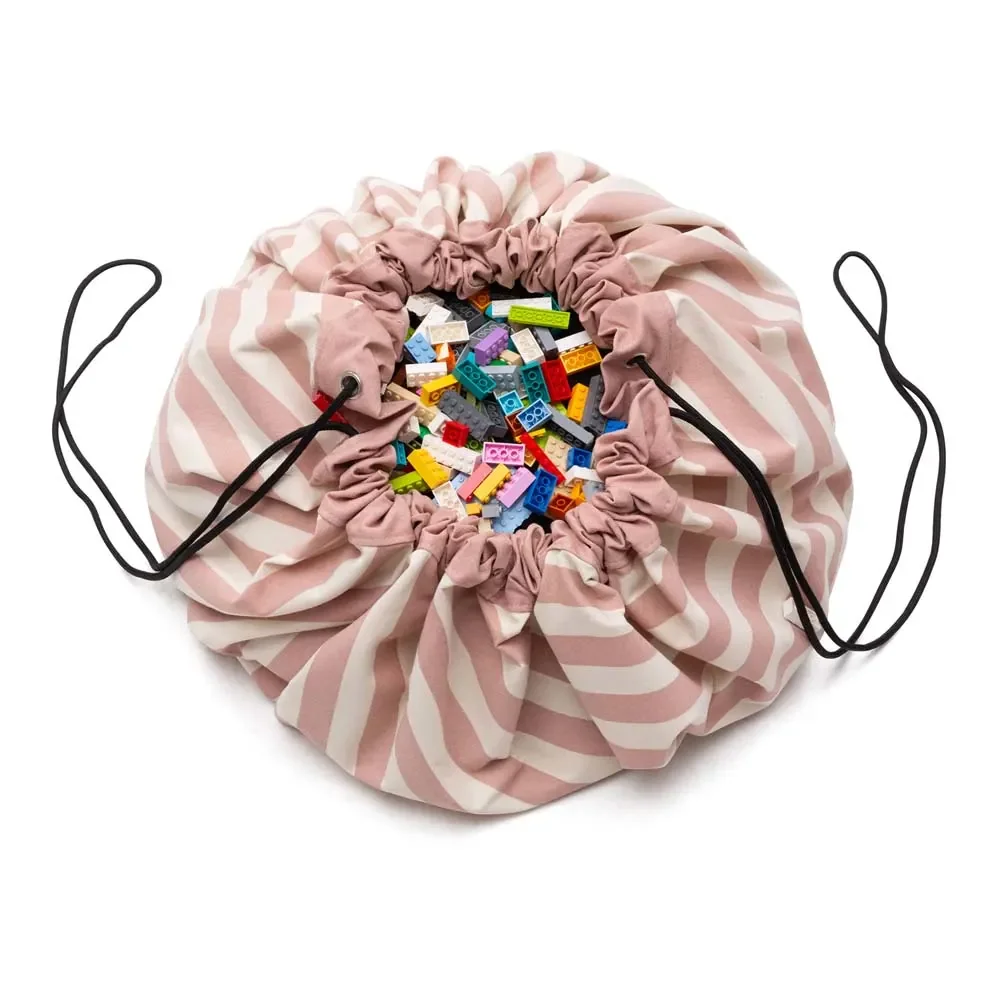 "Play&Go Spielzeugsack, Spielzeugkorb, Spielzeug aufbewahrungstasche, Farbe: Streifen Pink Neu image"