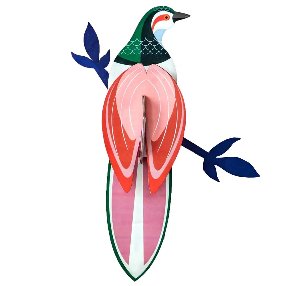 "studio ROOF 3D Paradiesvogel rosa rot Pappe image"