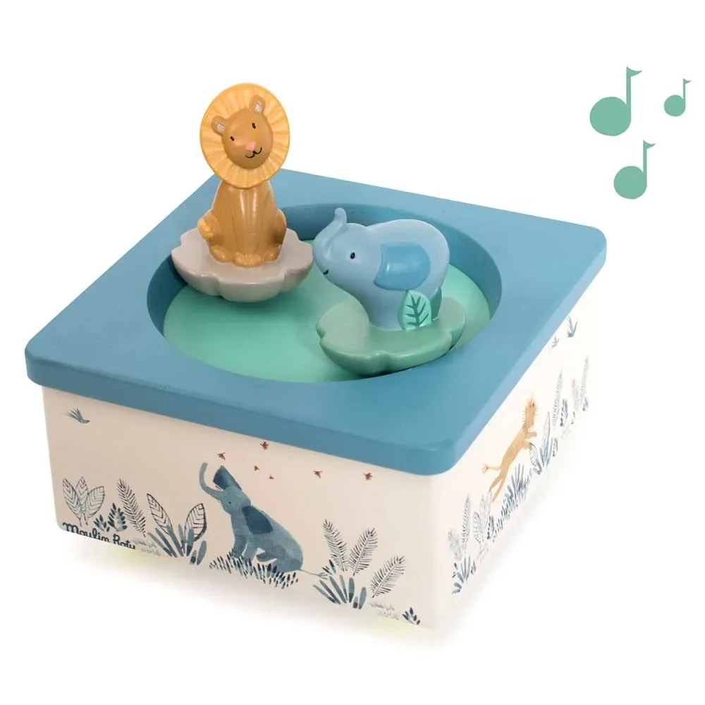 "Moulin Roty Spieluhr Elefant und Löwe MDF image"