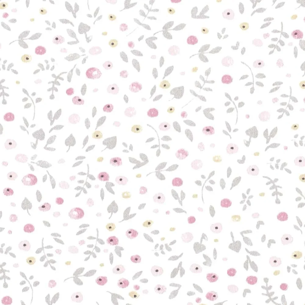 "Casadeco My Little World Stoff Streublümchen grau rosa image"