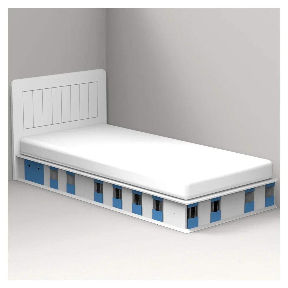 "Mathy by Bols BOXES Kinderbett 1 Seite Stall blau 90 x 190 image"