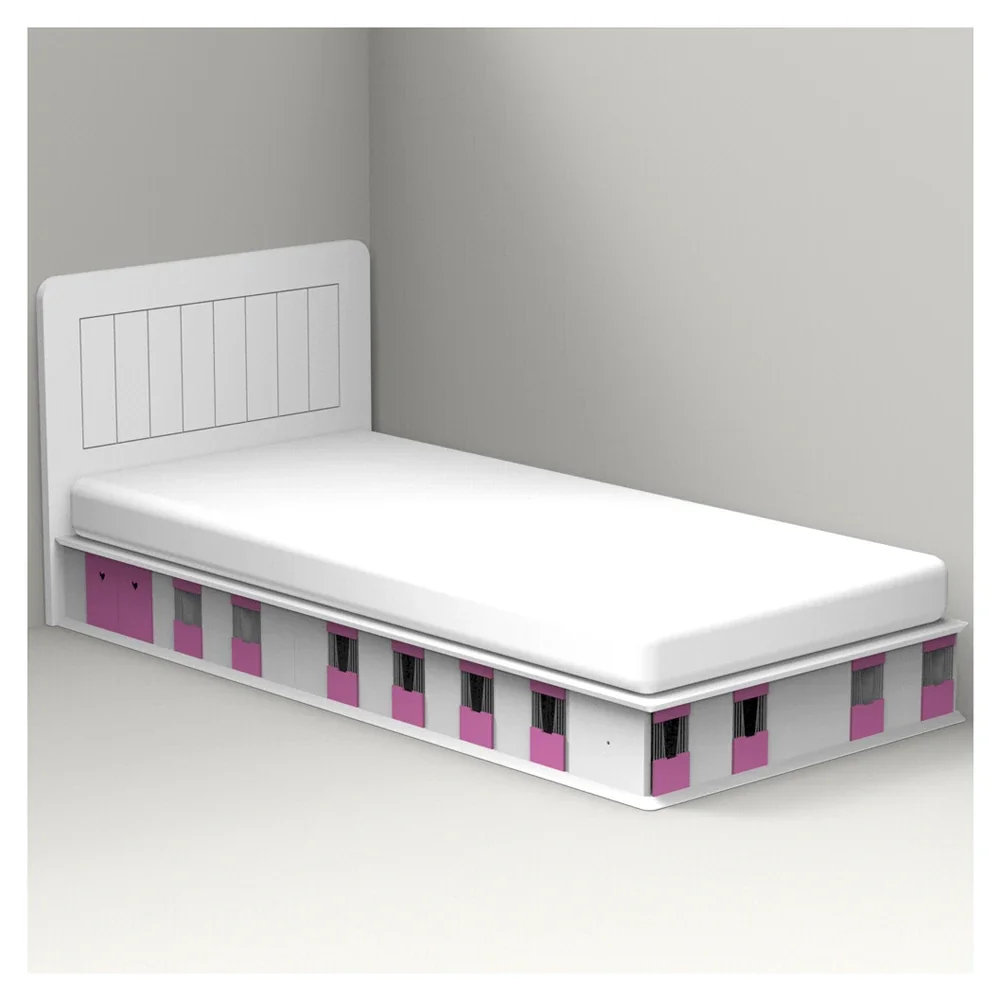 "Mathy by Bols BOXES Kinderbett 1 Seite Stall rosa 90 x 190 image"