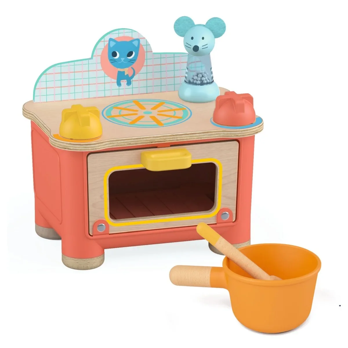 "Djeco Kinderküche, Spielküche, Puppengeschirr, Rollenspiel - Kitten stove image"
