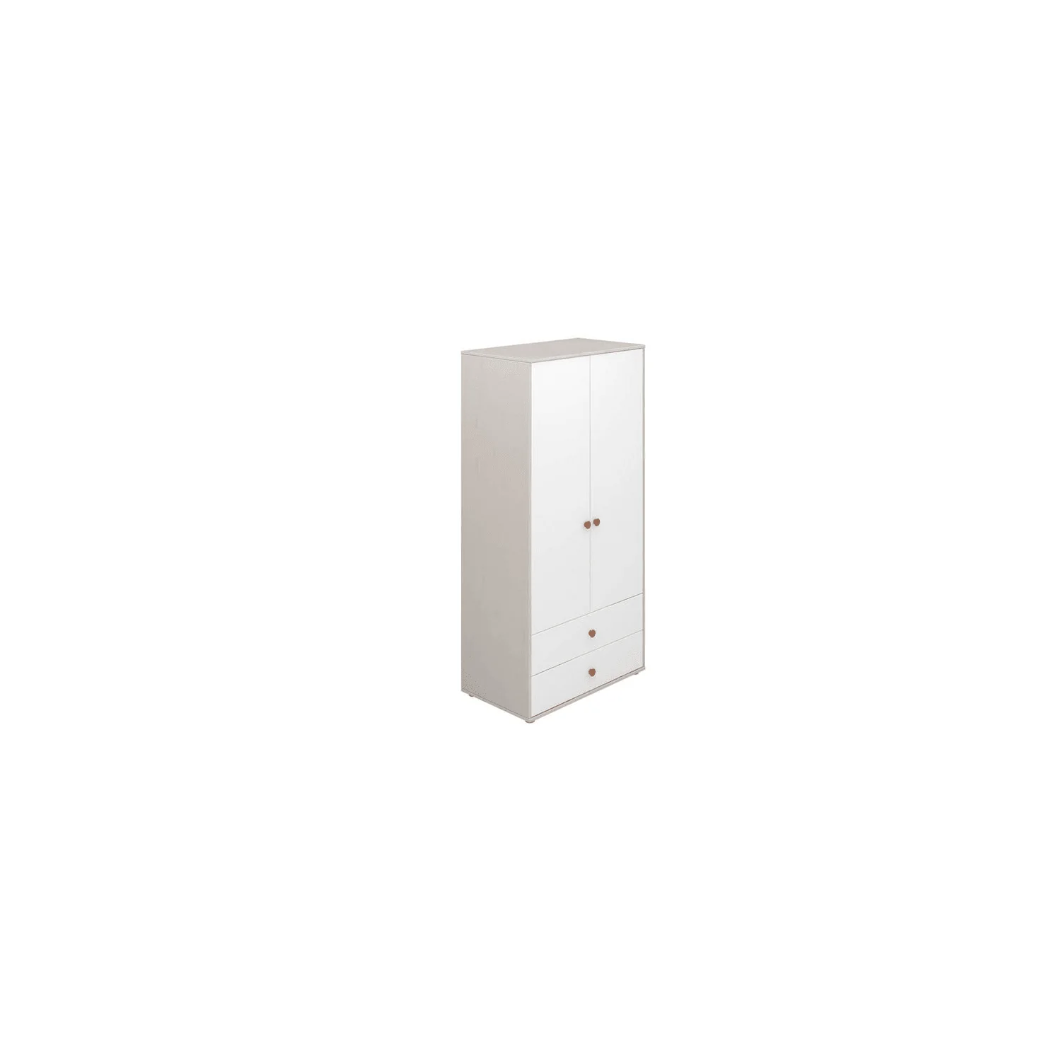 "Flexa Kleiderschrank - Classic, mit 2 Türen und 2 Schubladen, 101,3x202,5 cm, Farbe: Grau gekalkt / Weiß / Rouge image"