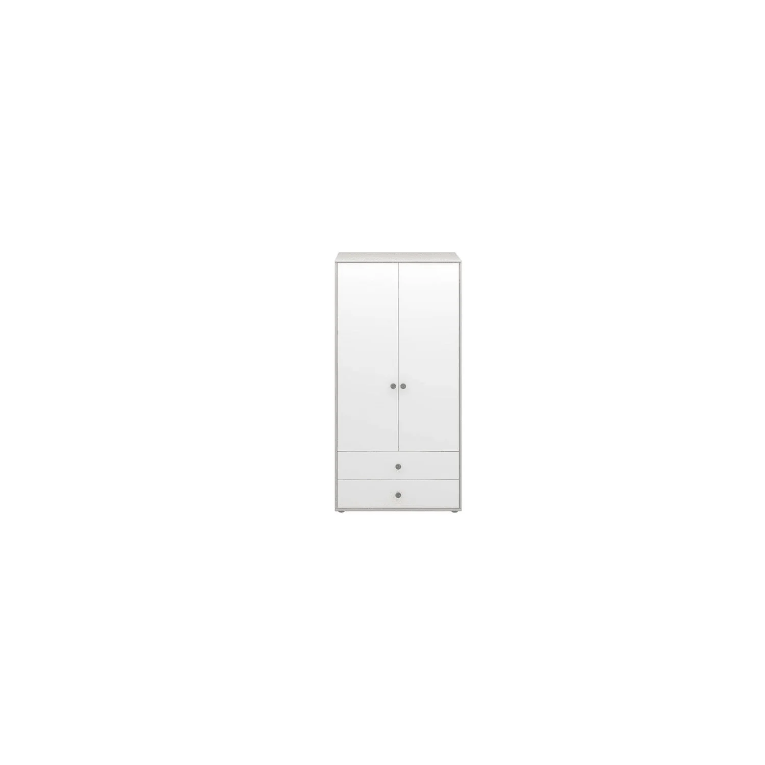 "Flexa Kleiderschrank - Classic, mit 2 Türen und 2 Schubladen, 101,3x202,5 cm, Farbe: Grau gekalkt / Weiß / Türkis image"