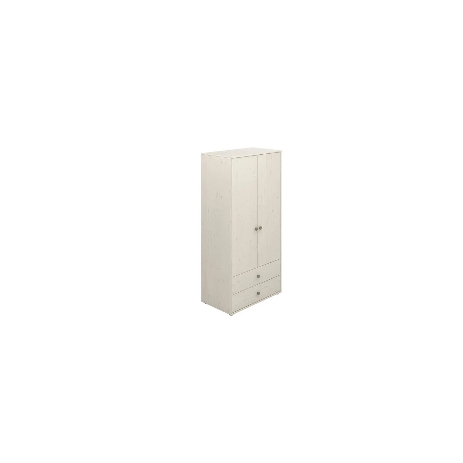 "Flexa Kleiderschrank - Classic, mit 2 Türen und 2 Schubladen, 101,3x202,5 cm, Farbe: Weiß gekalkt / Weiß gekalkt / Naturgrün image"