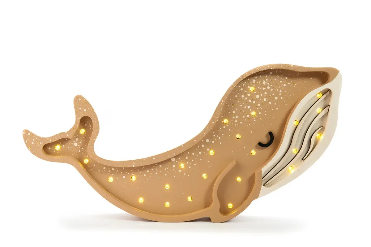 "Little Lights Nachtlicht Kinder, Nachtlampe Walfisch - 100% Kiefernholz natur, Farbe: Zimtbraun image"