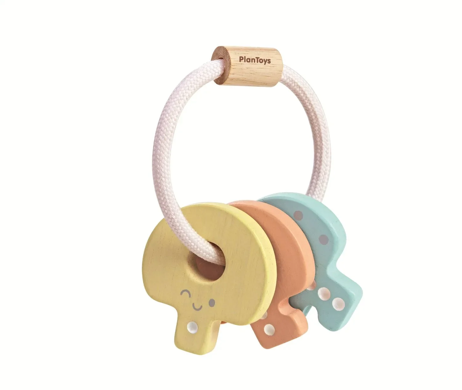"Plan Toys - Rassel - Babyschlüssel pastell, Gummibaumholz image"
