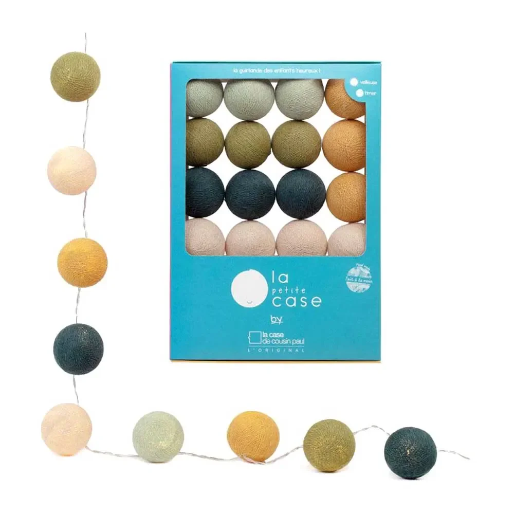 "Cousin Paul Mini Lichterkette LED Tim creme grau senf grün image"