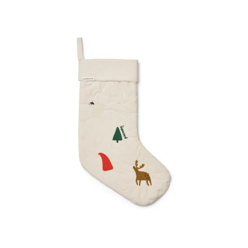 "Liewood Weihnachtsstrumpf oder Nikolausstrumpf in Basil mit Außenstoff aus Bio-Baumwolle image"