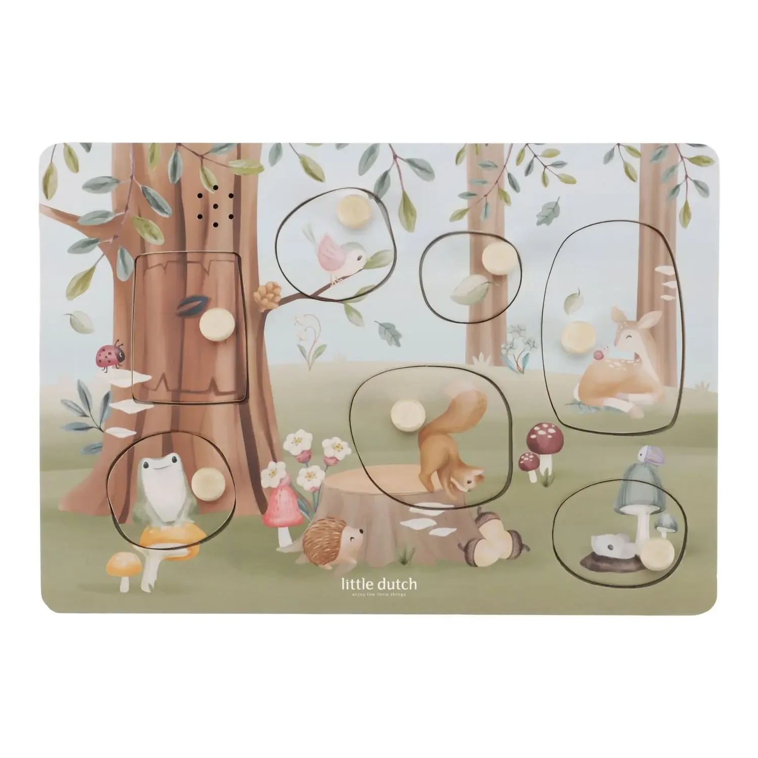 "Little Dutch Holzpuzzle, Steckpuzzle, Sound Puzzle - Forest Friends, Blau image"
