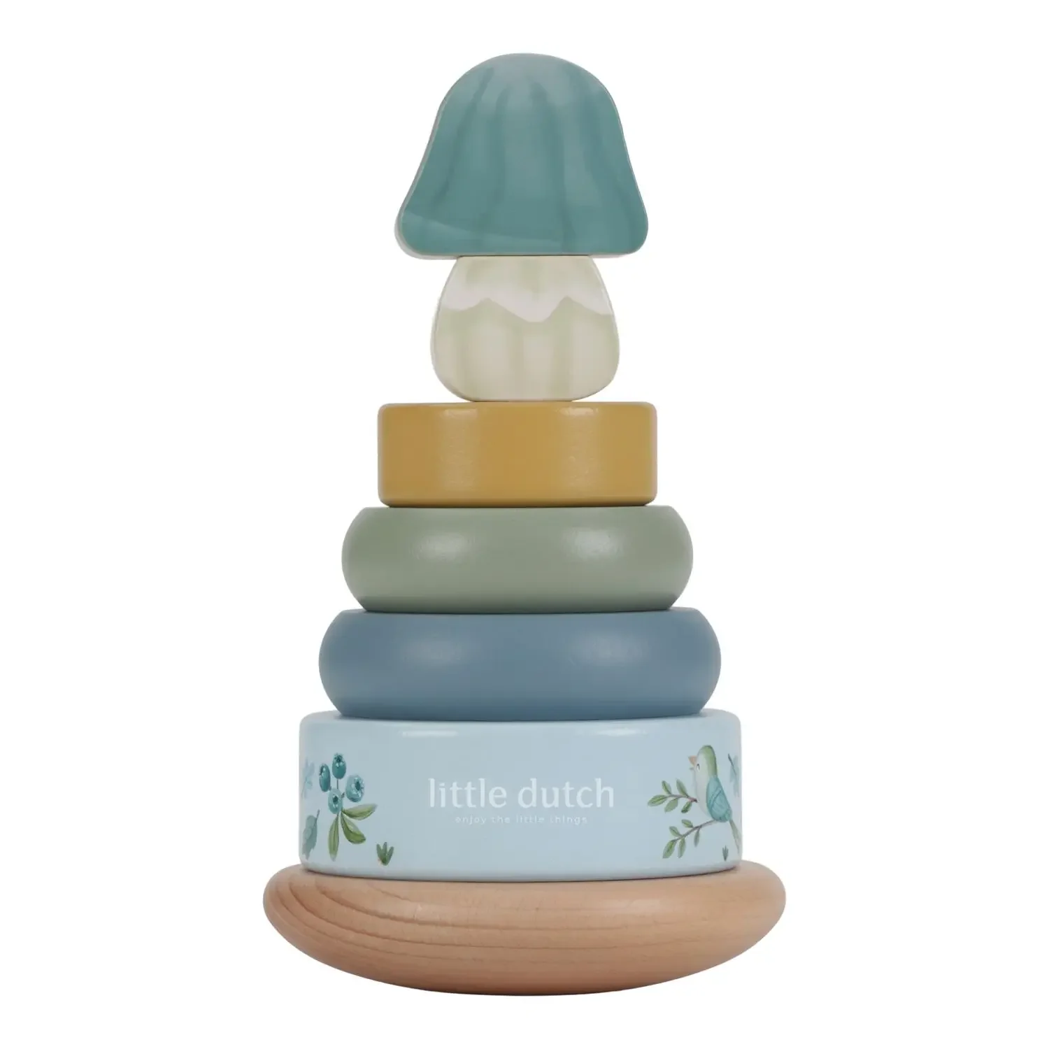 "Little Dutch Stapelturm Holz, Stapelspiel - mit Ringen Forest Friends, 10x10x18,5 image"