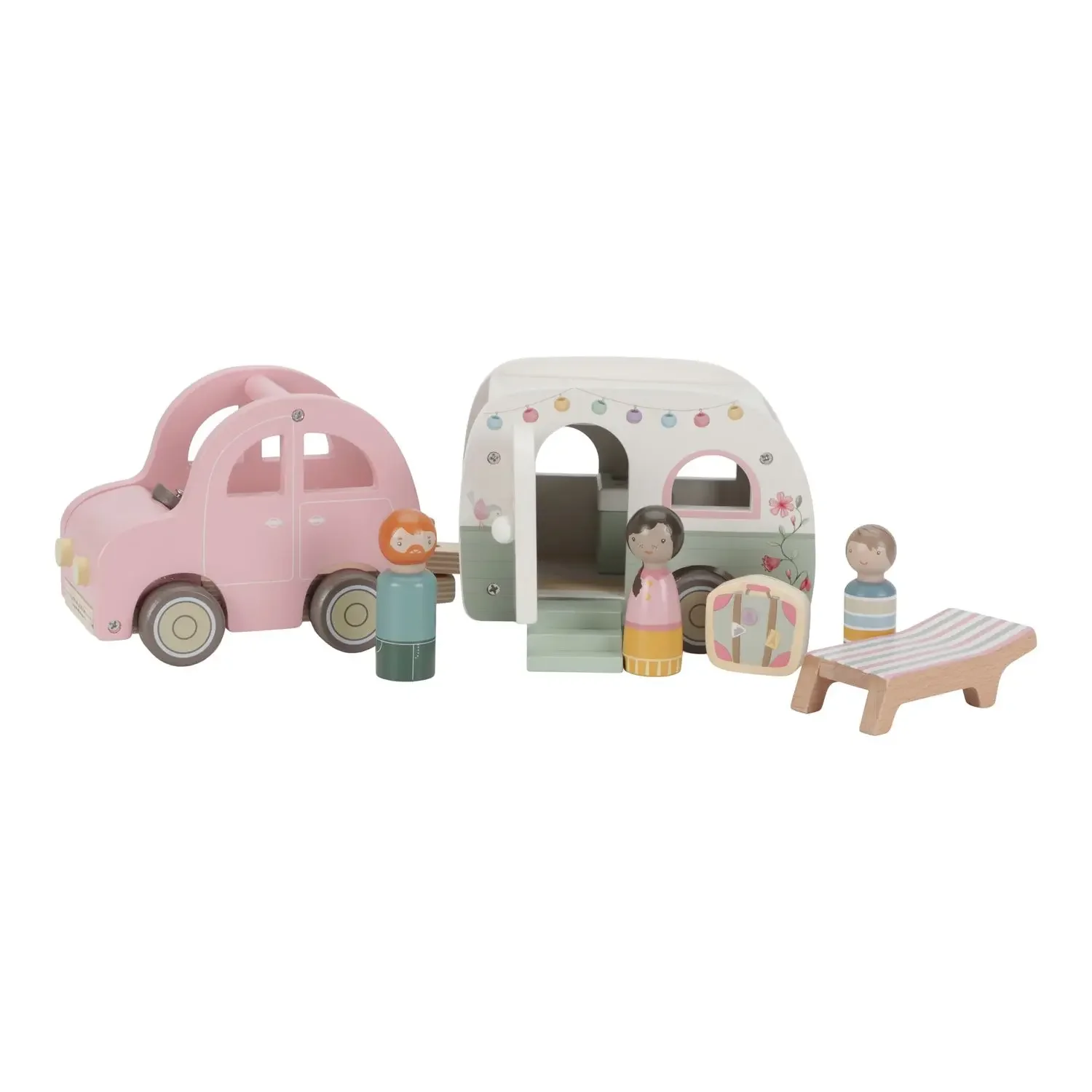 "Little Dutch Spielzeugauto Holz - mit Wohnwagen, Mehrfarbig image"