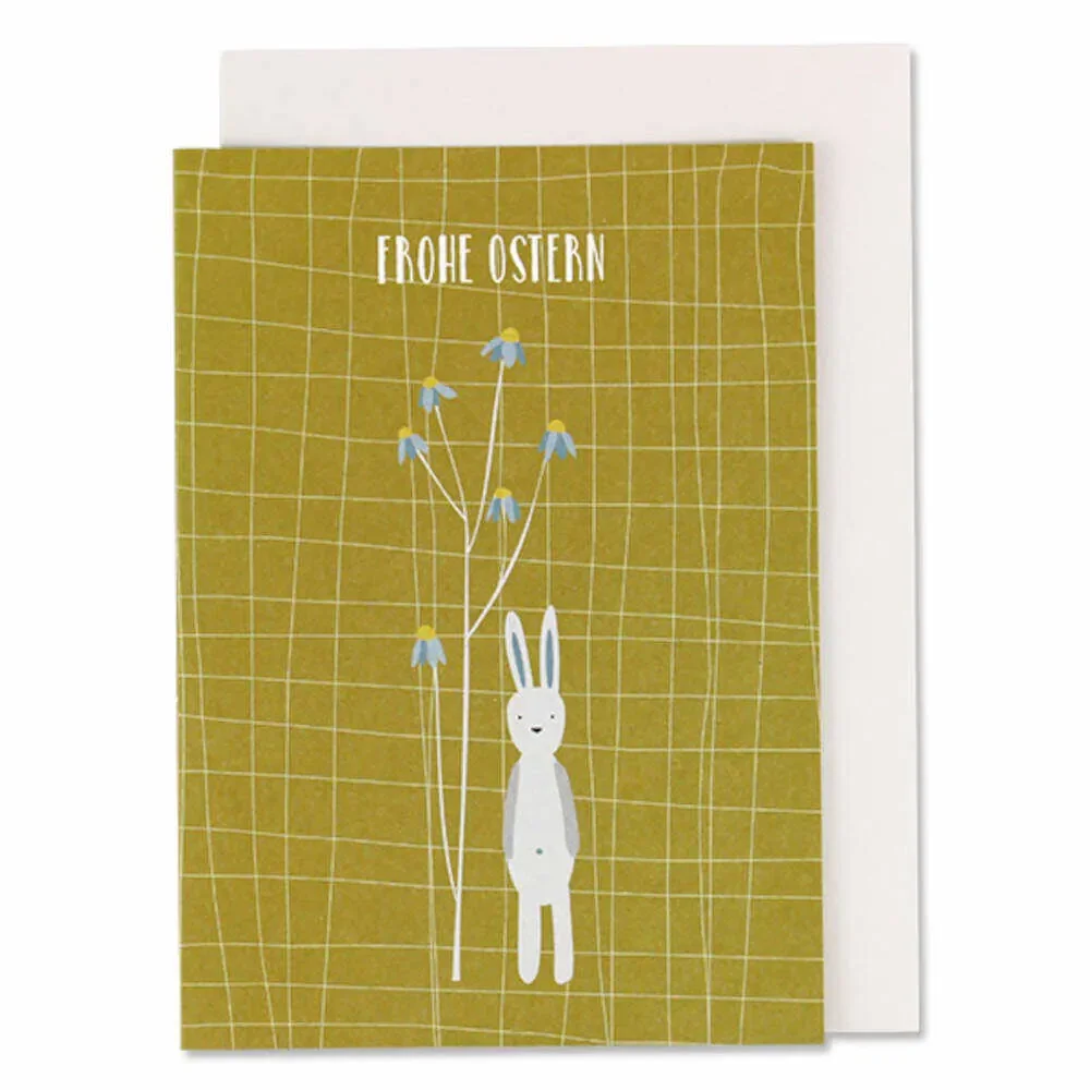 "Ava & Yves Klappkarte Hase "Frohe Ostern" senf image"