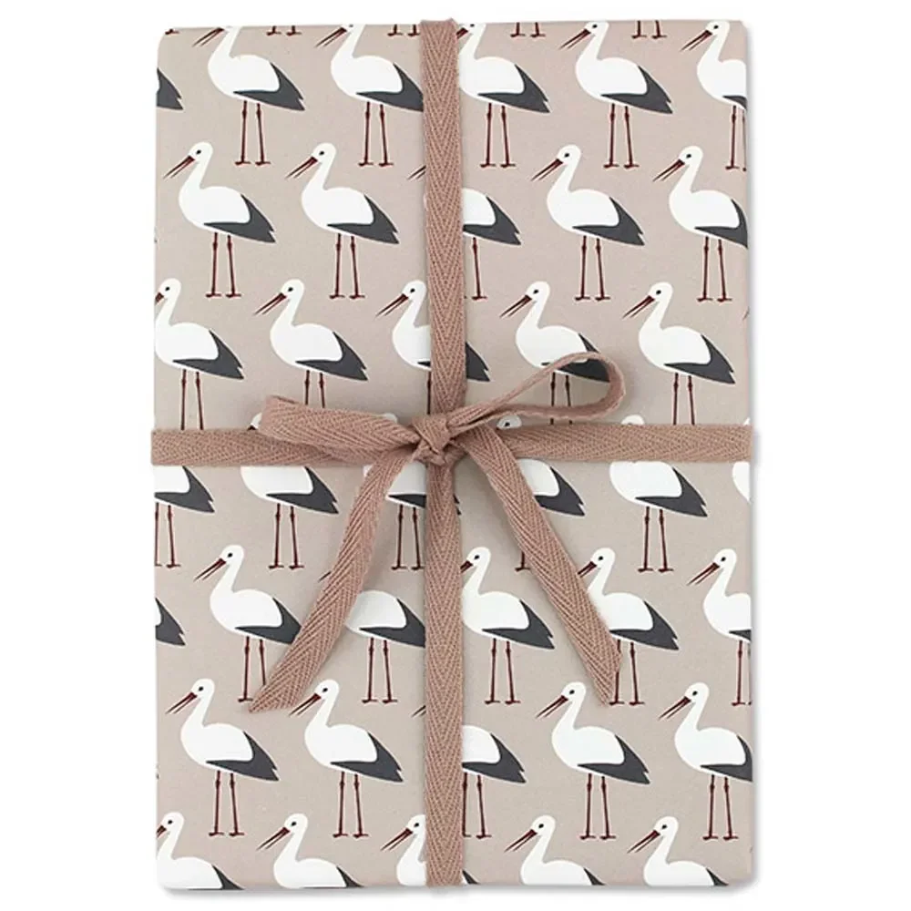 "Ava & Yves Geschenkpapier Störche rosa image"