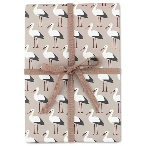"Ava & Yves Geschenkpapier Störche rosa image"