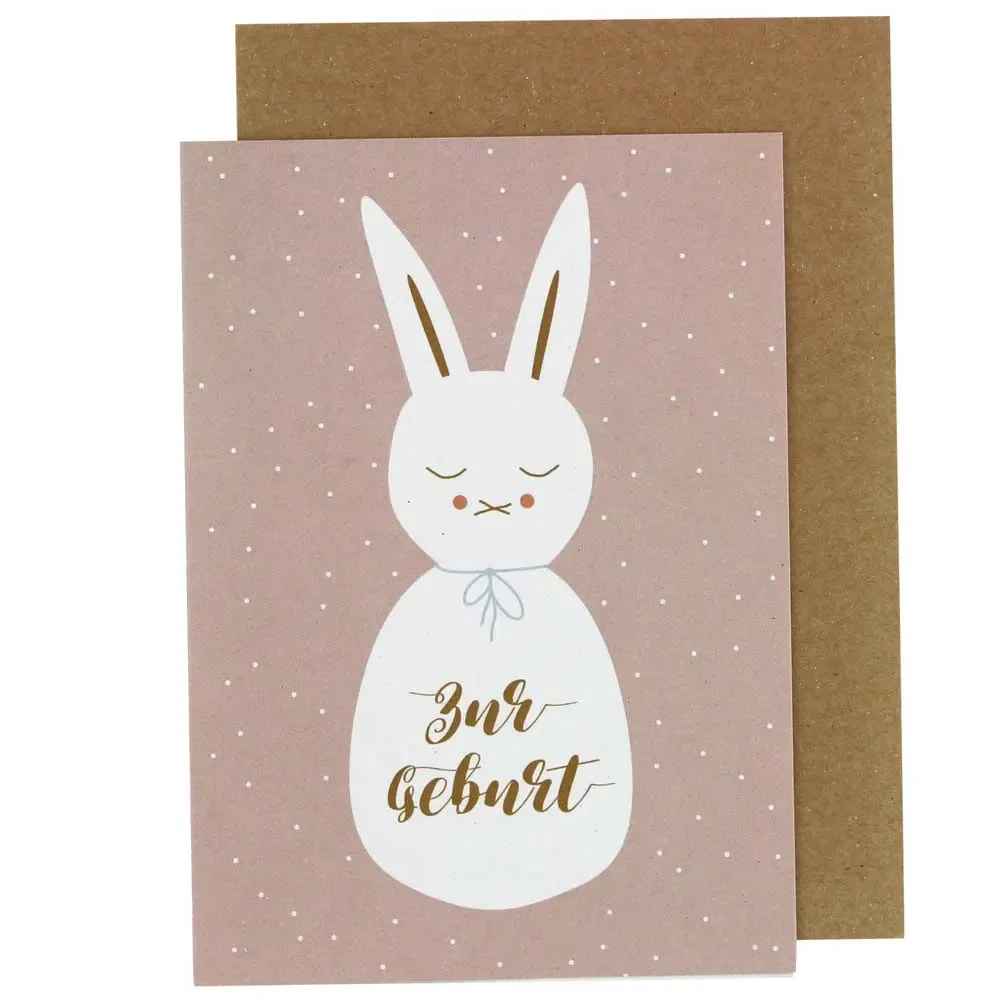 "Ava & Yves Glückwunsch Karte zur Geburt Hase image"