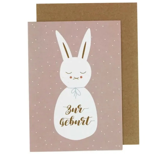 "Ava & Yves Glückwunsch Karte zur Geburt Hase image"