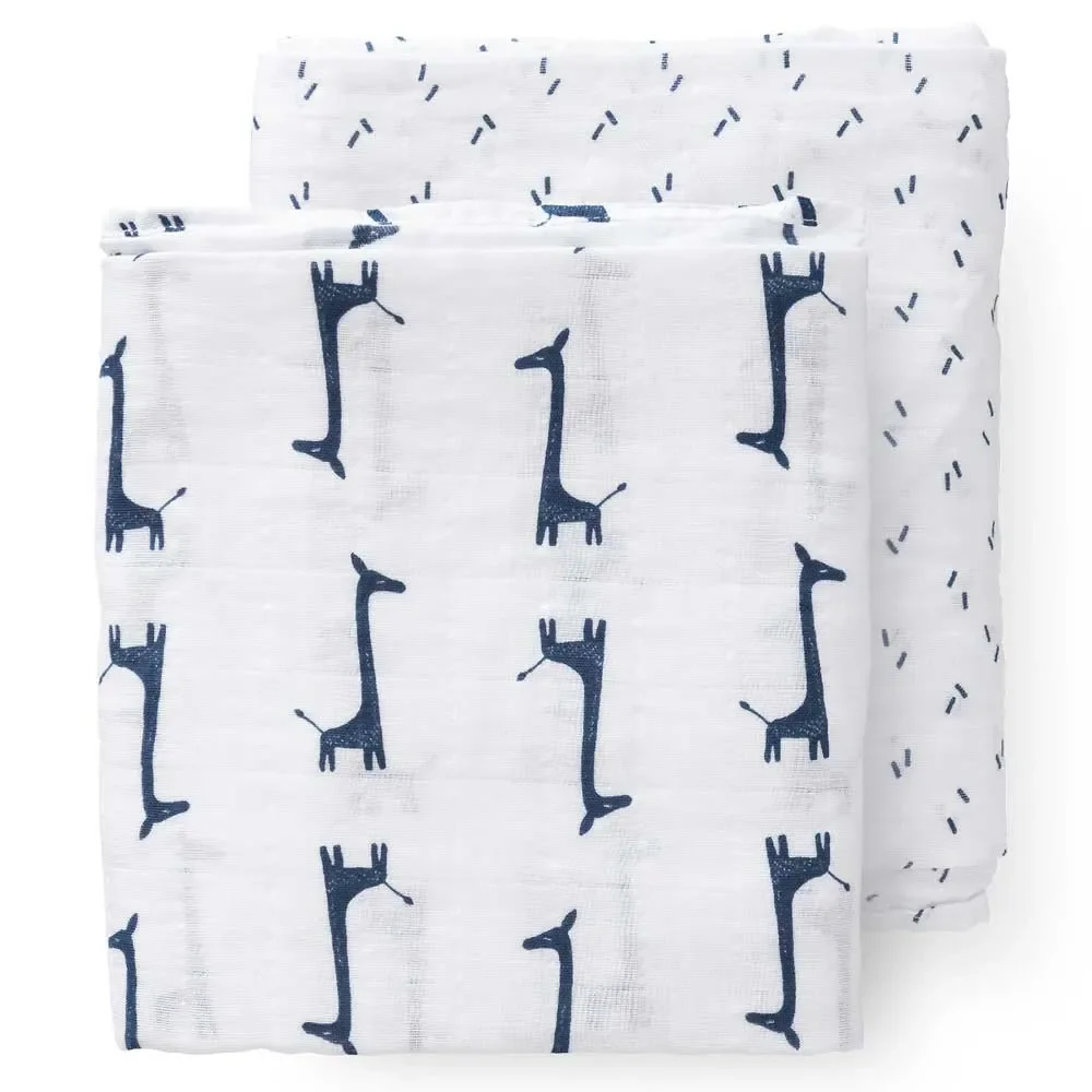 "Fresk Mulltuch Swaddle Giraffe blau image"