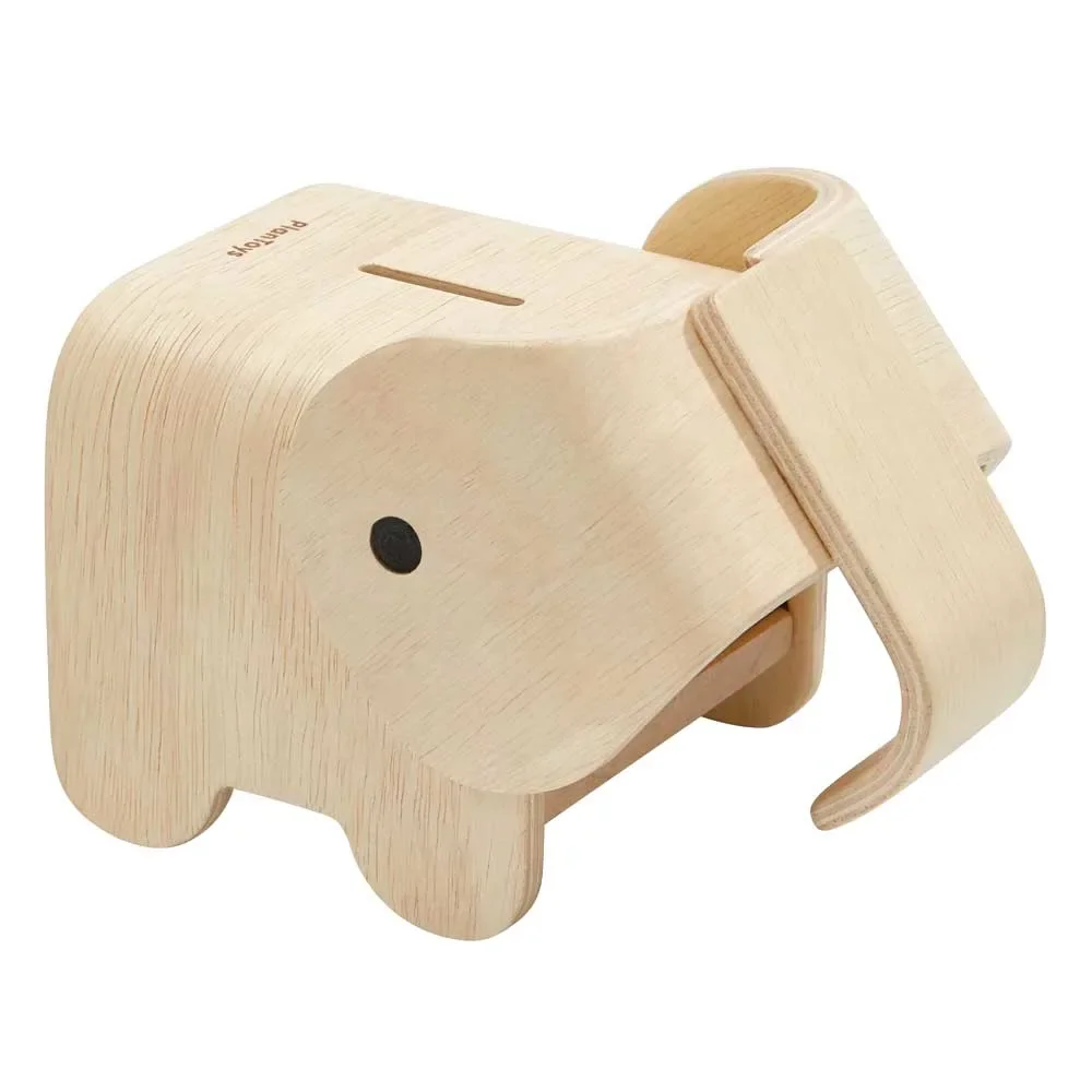 "Plan Toys Spardose Elefant Holz natur image"