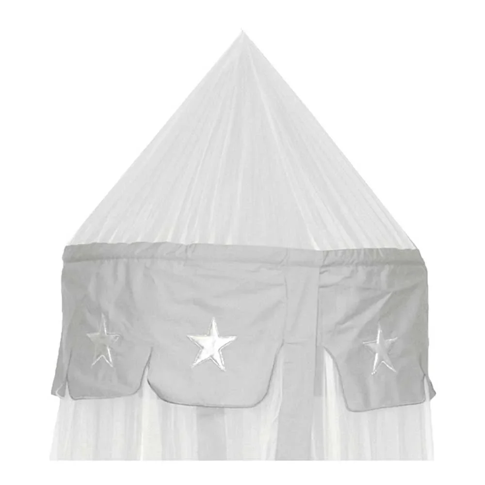 "Taftan Betthimmel weiß grau Sterne silber image"