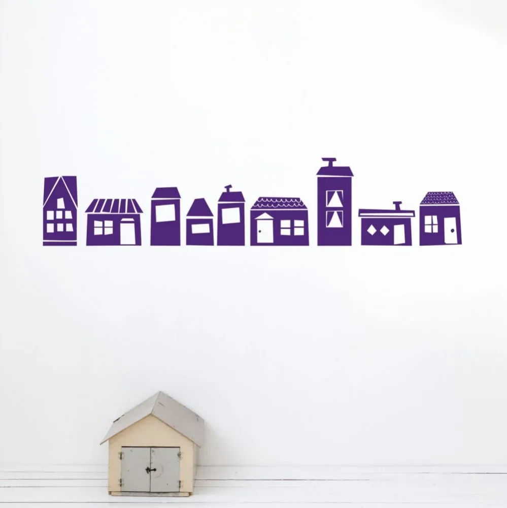 "Ferm Living Wandsticker Häuser lila image"
