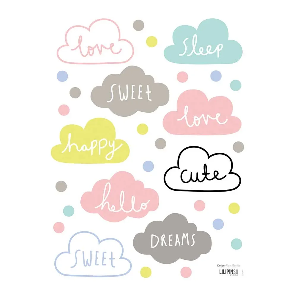 "Lilipinso Wandsticker Wolken mit Schrift image"