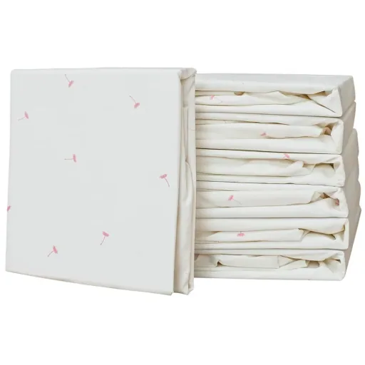 Taftan Spannbettlaken "Hello World" rosa beige 70 x 140