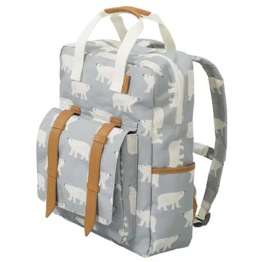 "Fresk Kinderrucksack groß Eisbär blau grau image"