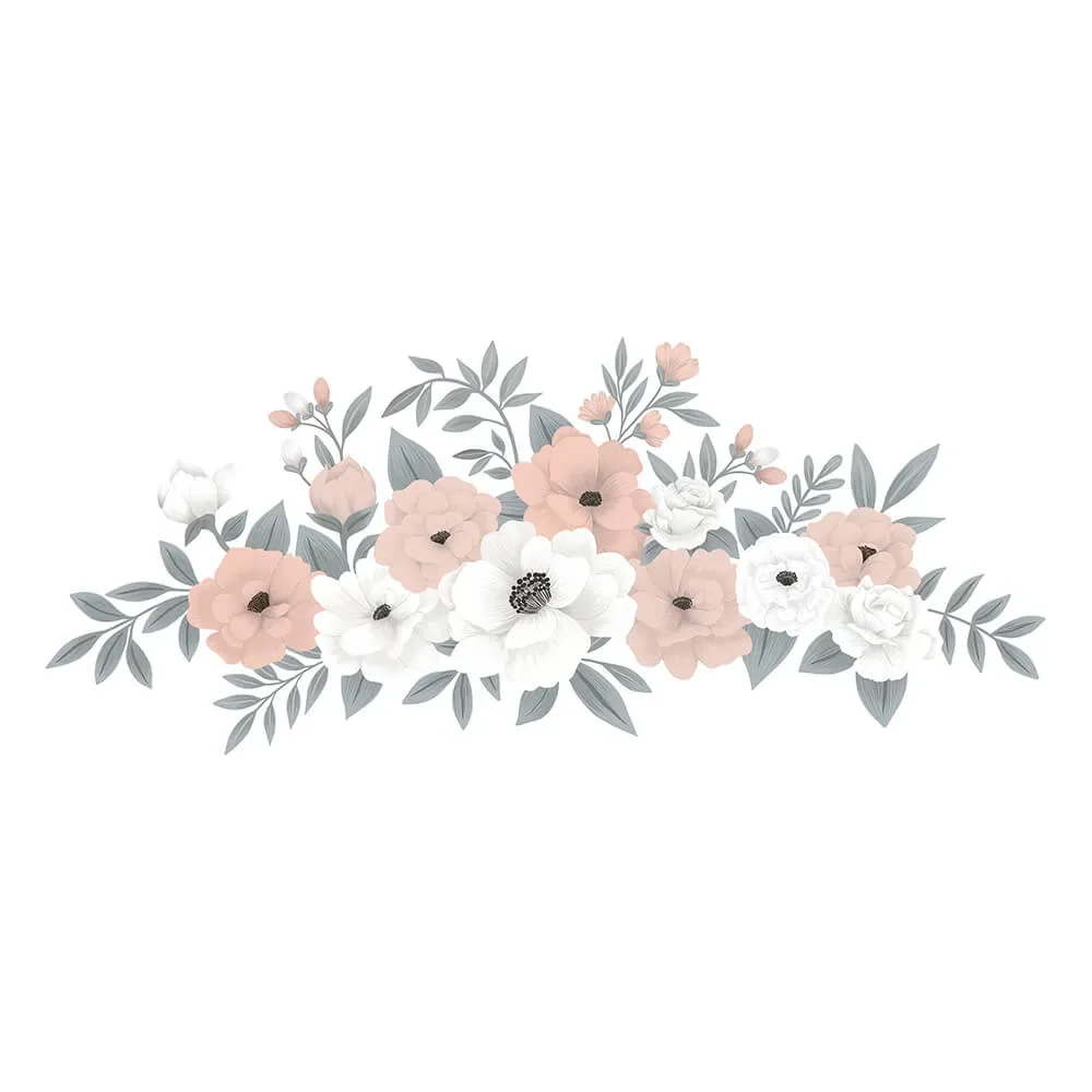 "Lilipinso Wandsticker großer Blumenstrauß rosa weiß image"