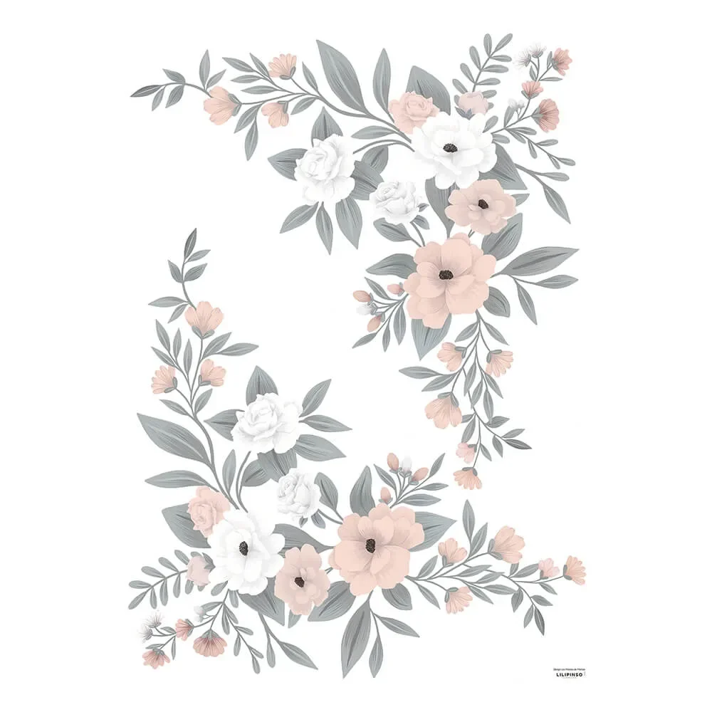 "Lilipinso Wandsticker L zarte Blumengestecke rosa weiß image"
